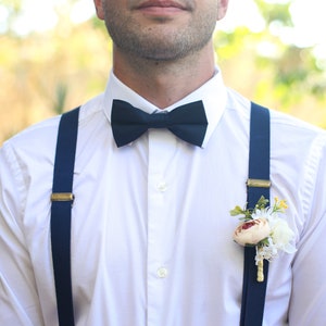 Navy Blue Bow tie and Suspender SetPERFECT for Ring bearer or Page Boy Outfit, Groomsmen, Cake Smash, 1st Birthday, Family Photos image 3