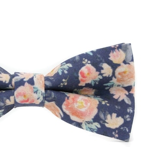 Blue Floral Bow Tie --- PERFECT for Groomsmen, Ring Bearer or Page Boy Outfit, Steel Slate Wedding, Cake Smash, Birthday