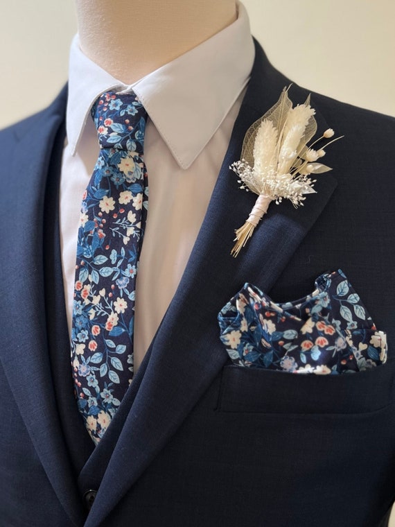 dusty blue floral ties