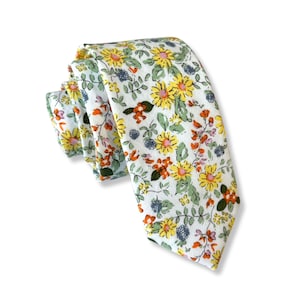 Yellow Spring Floral Necktie, Bow Tie, and Hairbow