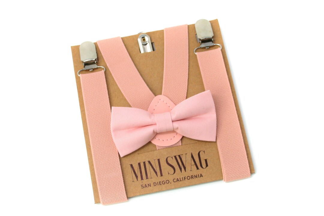 Blush Pink Bow Tie & Suspenders PERFECT for Ring Bearer or Page Boy Outfit, Groomsmen, Cake