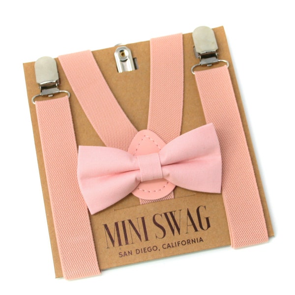 Blush Pink Bow Tie & Suspenders --- PERFECT for Ring Bearer or Page Boy Outfit, Groomsmen, Cake Smash, Wedding Boys, Kids, Baby