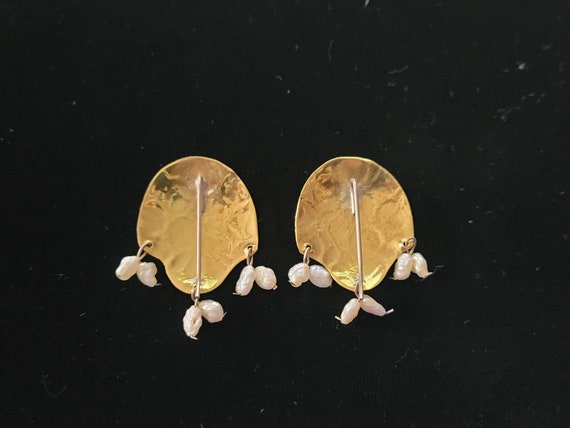 Vintage 1980's Artist Signed Dangle Earrings with… - image 2