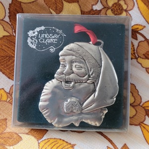 Vintage Lindsay Claire Pewter Santa Christmas Ornament