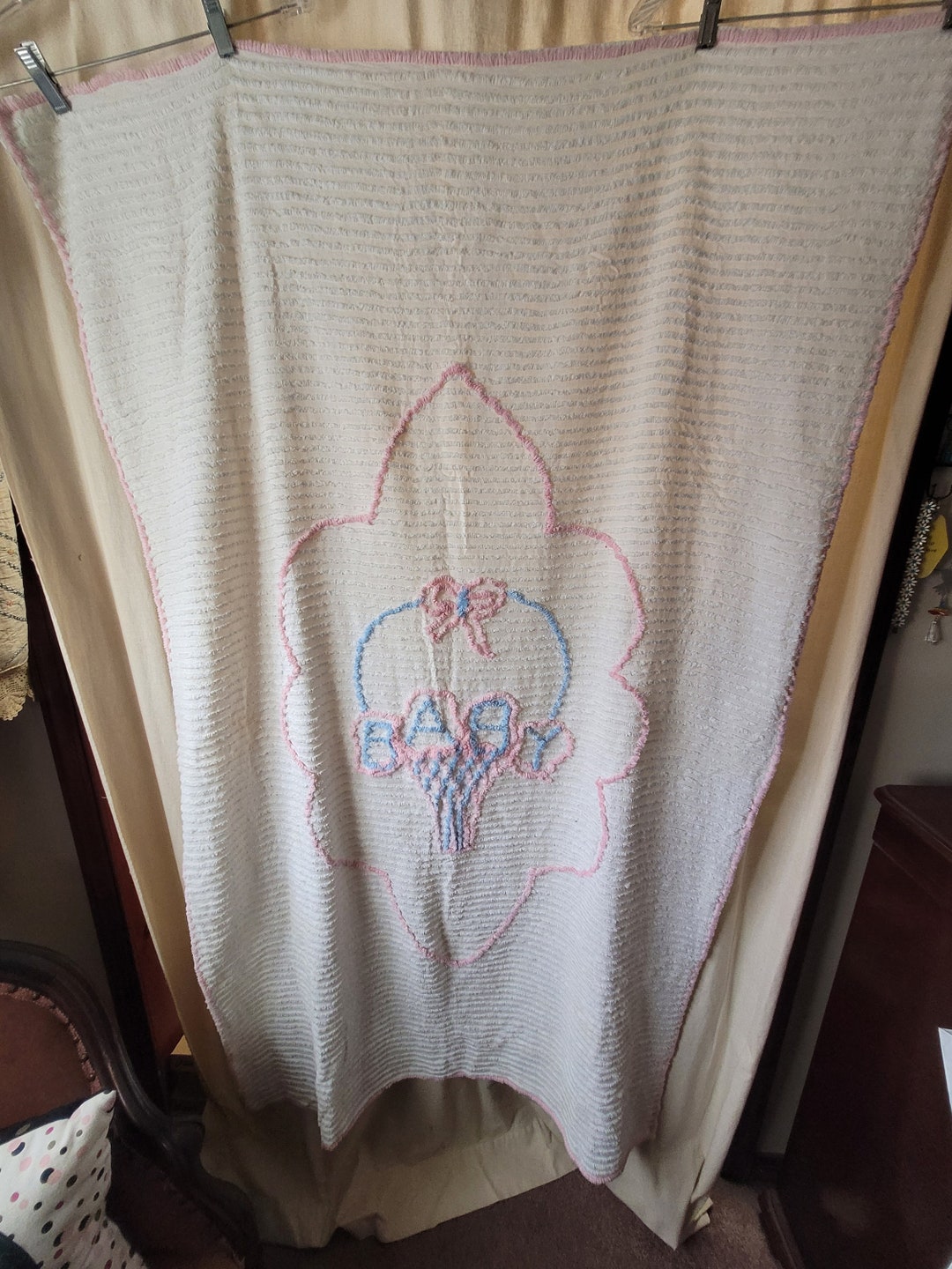 Vintage Chenille Baby Blanket Etsy