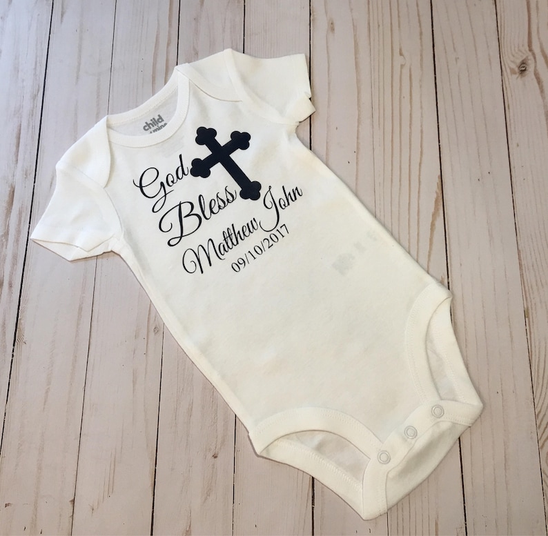 God Bless Christening or Baptism Bodysuit / Personalized Etsy