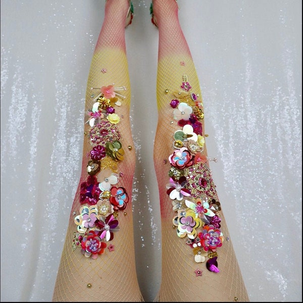 Passion Flower Hand Dyed Fishnets