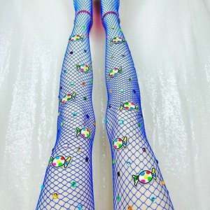Baby blue fishnets sales