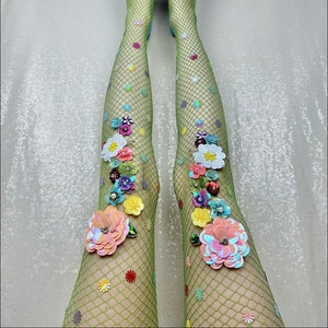 Flower Fields Sequin Fishnets