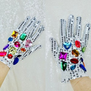 Bejeweled Rainbow Sequin Gloves