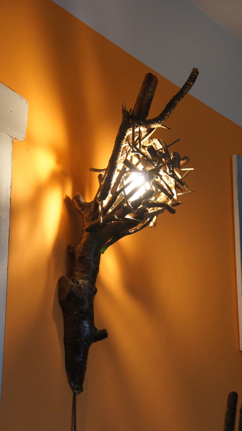 Lamp sconce forest style Buli Wood handicraft image 1