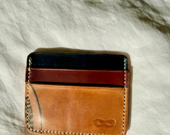 Horween Shell Cordovan 5 poches Card Holder Wallet Marine / Grenat / Naturel Minimaliste