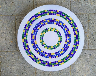 Lazy Susan. Acacia  Mosaic stained glass art. Revolving tray Wedding cup. Turntable Home decor Kitchen décor.35-40cm 45-50cm