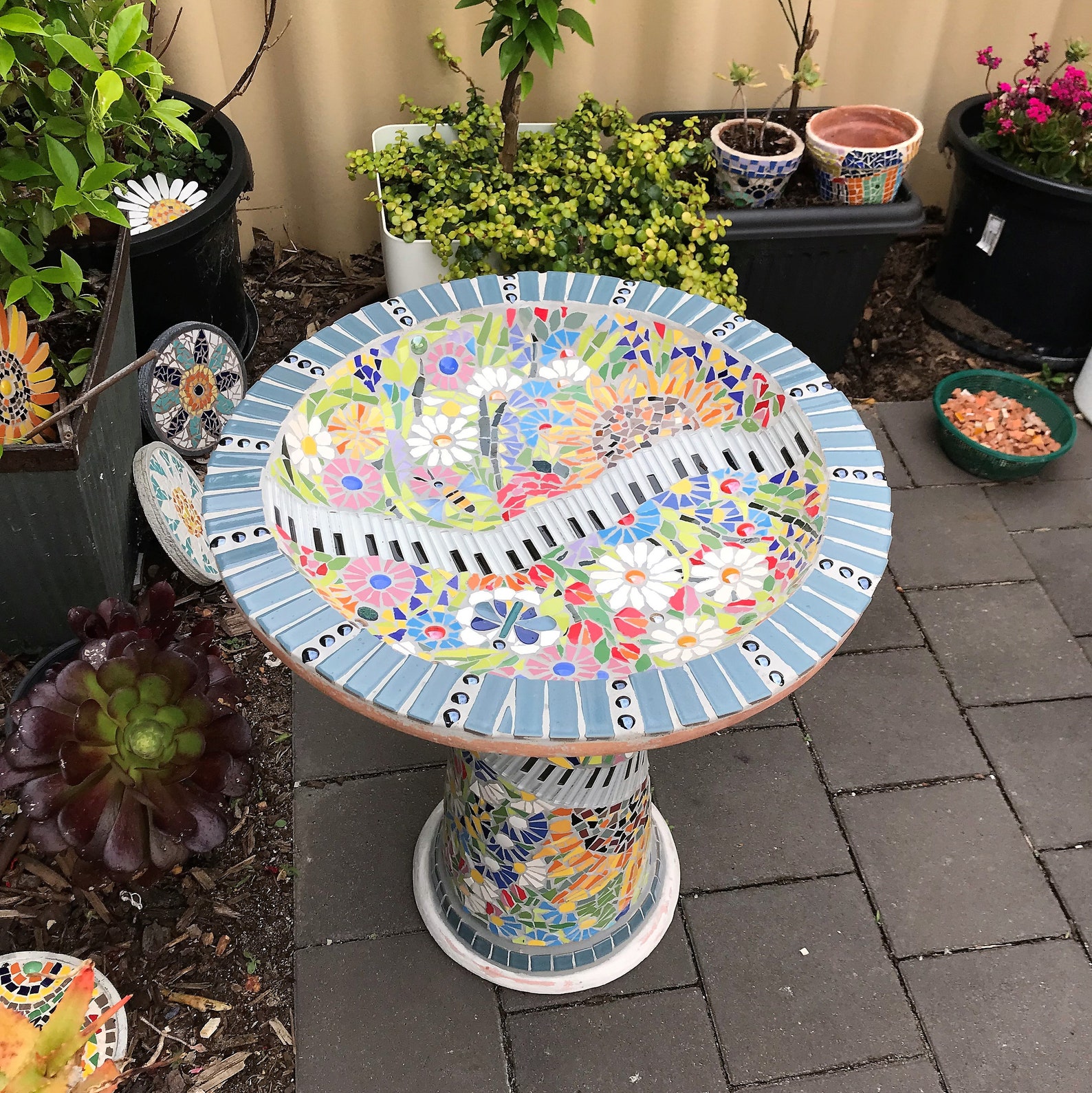 Mosaic Bird Bath. Terracotta Pottery Garden Bird Deluxe Seed Etsy
