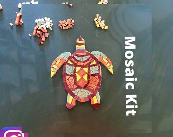 Kit mosaïque tortue. Bricolage. Kit de bricolage pour adultes et enfants. Excellent pour les débutants. Carreaux de céramique grand format