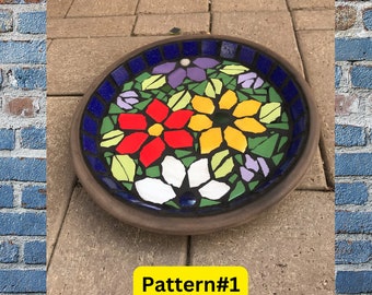 Kit para hacer tú mismo un bebedero para pájaros con mosaicos: Platillo de terracota, cerámica vintage.