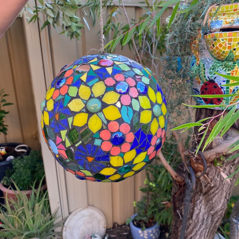 Evergreen Garden 8" Mosaic Glass Gazing Ball - Colorful Flower Garden Decor