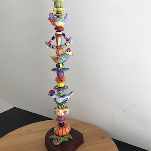 Totem Pole Glazed Ceramic 3 Bird.Handmade Porcelain Decoration. Yard art, garden, home sculpture. Bird totems embody—powerful,gentle! Jarrah