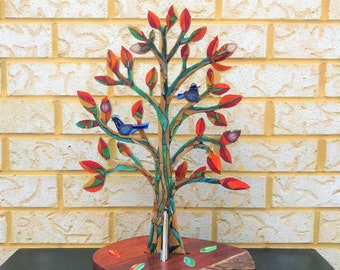 Stained glass mosaic tree. Jarrah stand. Mosaic art.Home decor Gift