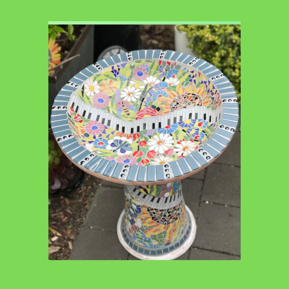 Mosaic Bird Bath. Terracotta Pottery Garden Bird Deluxe Seed Etsy