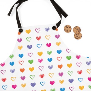 Colorful Heart Apron,Kitchen Apron,Baking Apron,Cooking Apron,Cute Apron,Valentine Apron,Full Apron,Apron for Women,Hostess Gift,Heart Apron