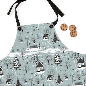 Winter Scene Apron,Kitchen Apron,Baking Apron,Cooking Apron,Cute Apron,Winter Apron,Full Apron,Apron for Women,Christmas Apron,Snowy Apron