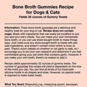 Bone Broth Gummies Recipe For Dogs & Cats, Healthy Treats for Pets Homemade Treats for Pets Bone Broth for Pets, Homemade Dog and Cat Treats