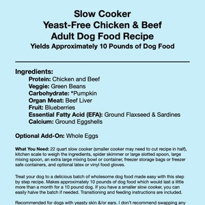 Slow Cooker Yeast-Free Chicken & Beef Adult Dog Food Recipe Homemade Dog Food Recipe, Healthy Dog Food Dog Food Topper Recipe Fresh Dog Food