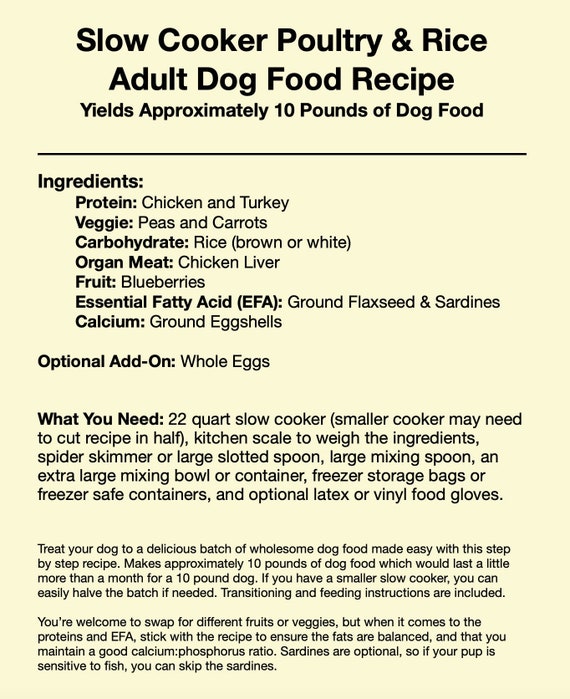 Slow Cooker Poultry Rice Adult Dog Food Recipe, Homemade Dog