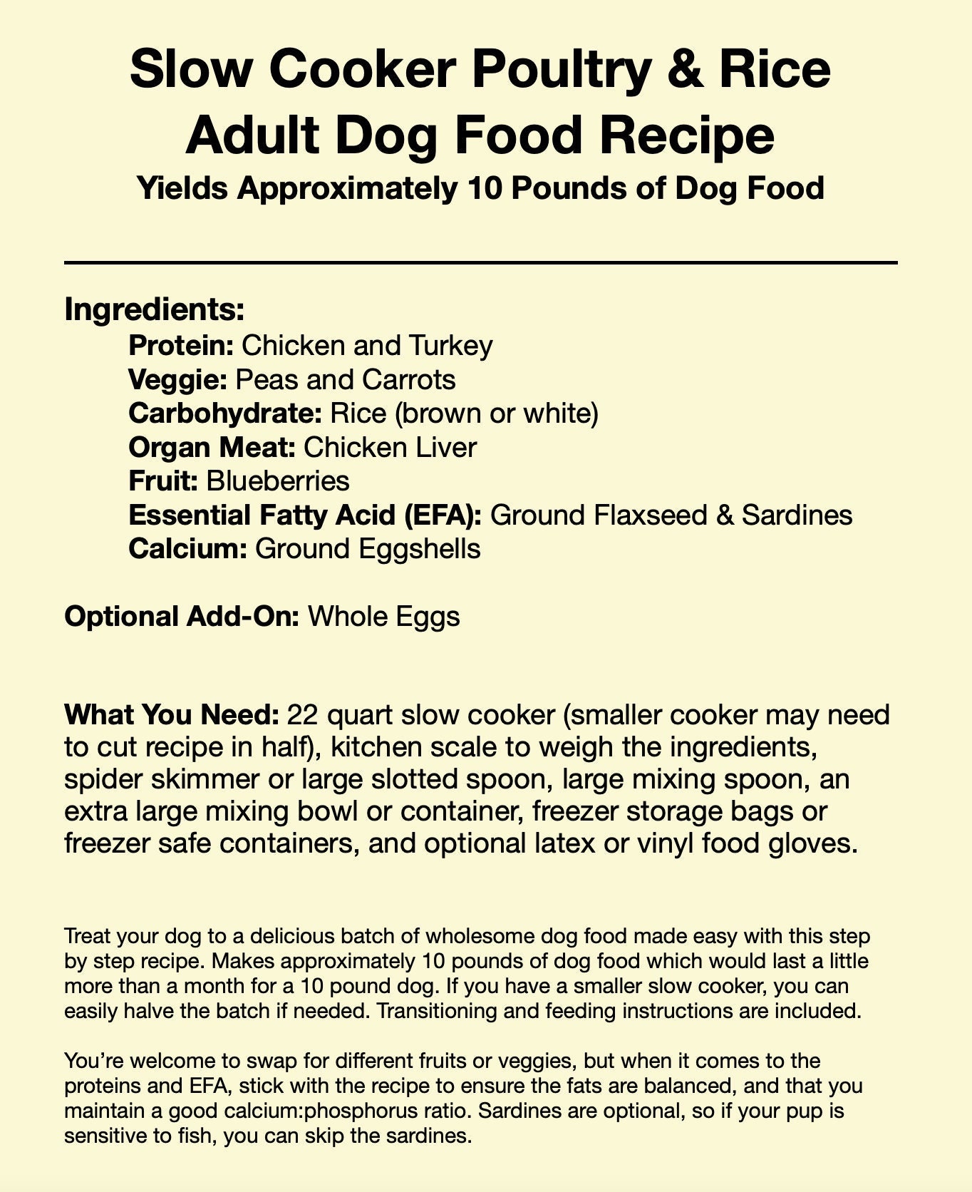 Slow Cooker Poultry & Rice Adult Dog Food Recipe, Homemade Dog Food Recipe, Healthy Dog Food, Dog Food Topper Recipe, Fresh Dog Food