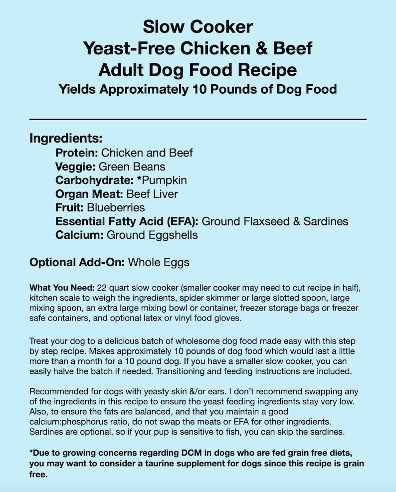 Slow Cooker Yeastfree Chicken & Beef Adult Dog Food Recipe Homemade