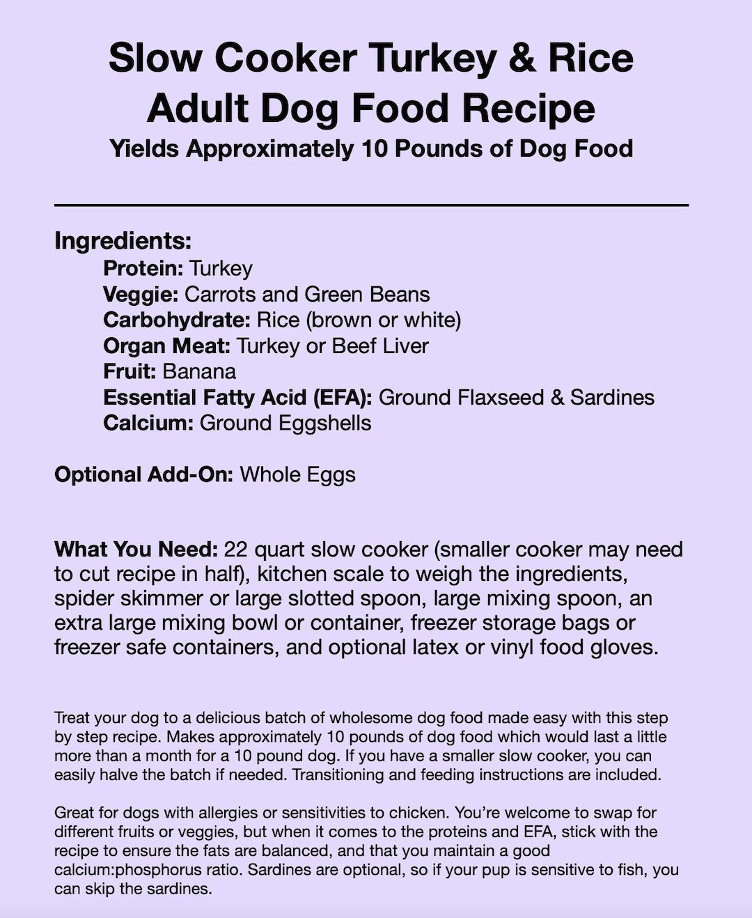 Turkey Dog Food Recipes With Eggs Slow Cooker Turkey Rice Adult