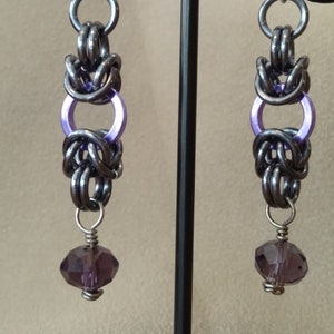Byzantine Earrings with Purple Crystal Bead