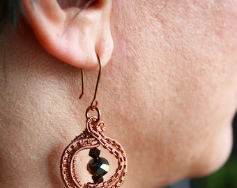 Copper and Purple Crystal Earrings