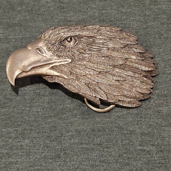 Vintage bald eagle head belt buckle - image 1