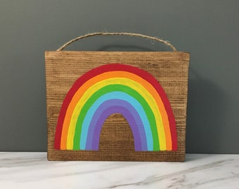 7 inch Wooden Painted Rainbow Wall Decor, Rainbow Shelf Sitter, Rainbow Classroom Decor, Rainbow Wall Art, Kids Room Decor, Rainbow Gift
