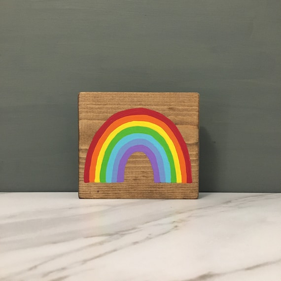 Rainbow Wood Block Sign - Couples Gift, Home Decor, LGBTQ+ Pride Decor