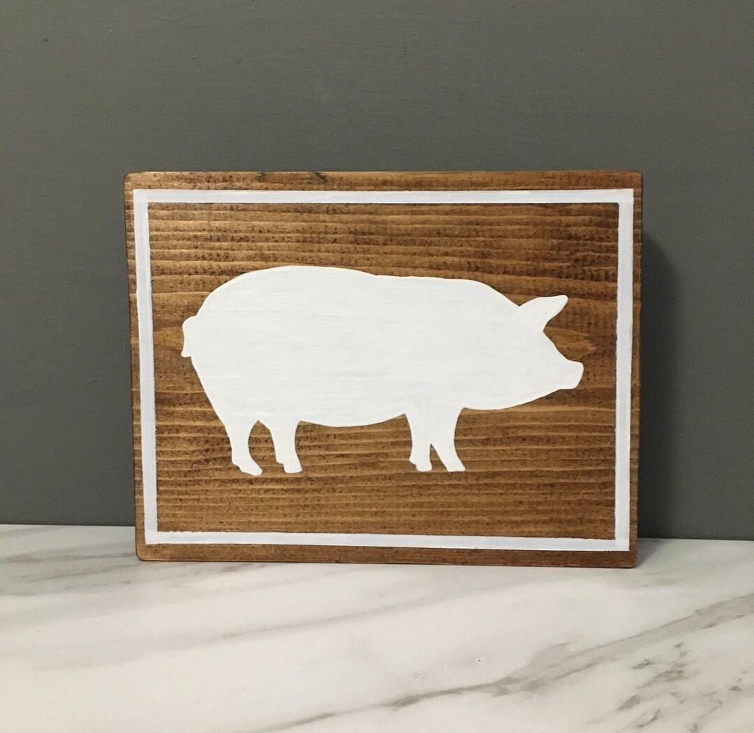 Rustic Animal Sign Farm Animal Wood Sign, Farmhouse Wood Sign, Farm Animal Decor, Pig ...