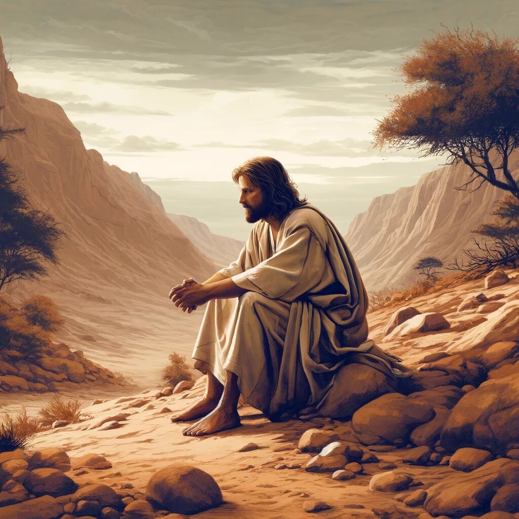 Digital Art Jesus in the Desert Before Being Tempted Digital Printable ...