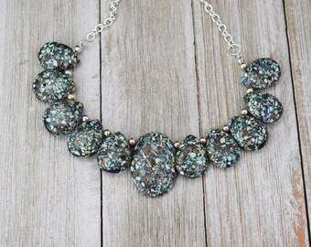 Turquoise Pendant Necklace - Multi-Colour Bib Necklace