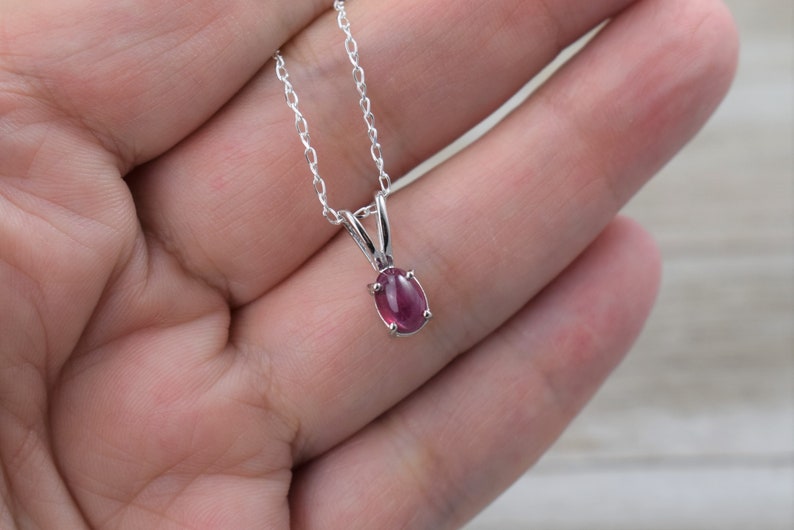 7 x 5 mm Oval Sterling Silver Choice of Chain Ruby Pendant Genuine Ruby - Mini