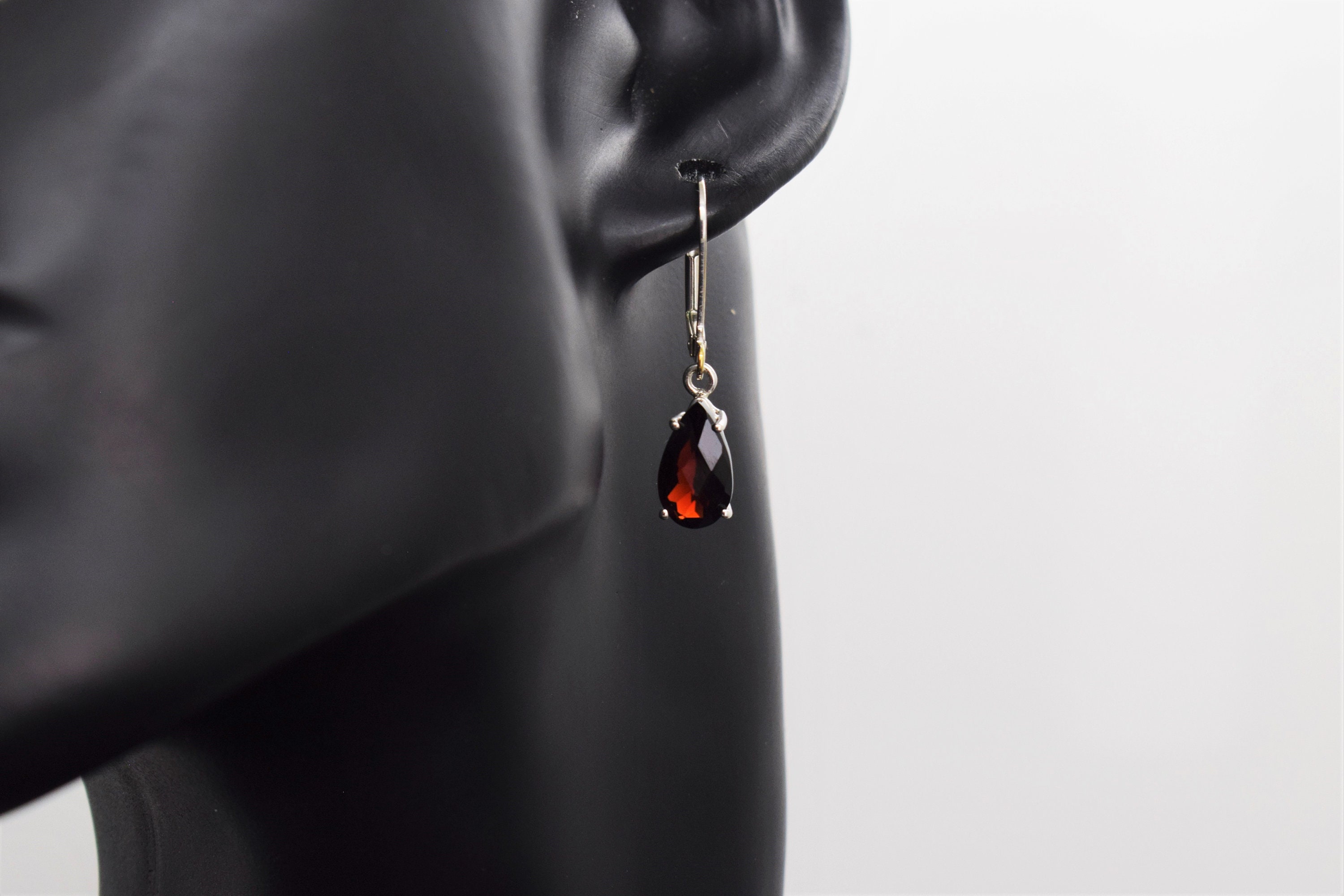 Garnet Drop Earrings Faceted Pear / Teardrop Shape - Etsy