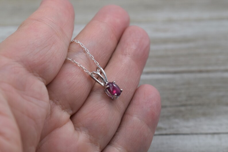 7 x 5 mm Oval Sterling Silver Choice of Chain Ruby Pendant Genuine Ruby - Mini