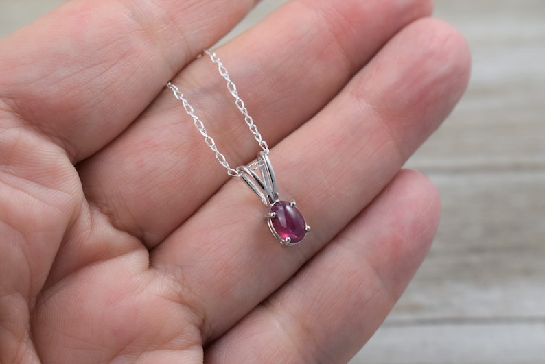 7 x 5 mm Oval Sterling Silver Choice of Chain Ruby Pendant Genuine Ruby - Mini