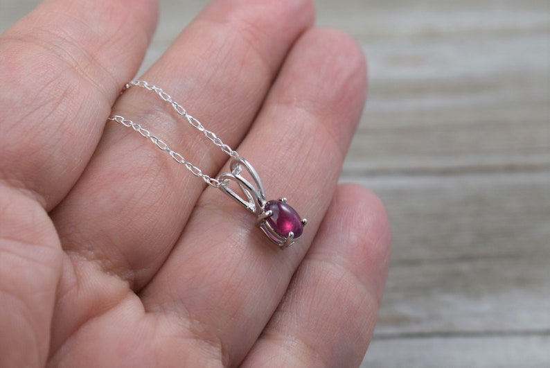 7 x 5 mm Oval Sterling Silver Choice of Chain Ruby Pendant Genuine Ruby - Mini