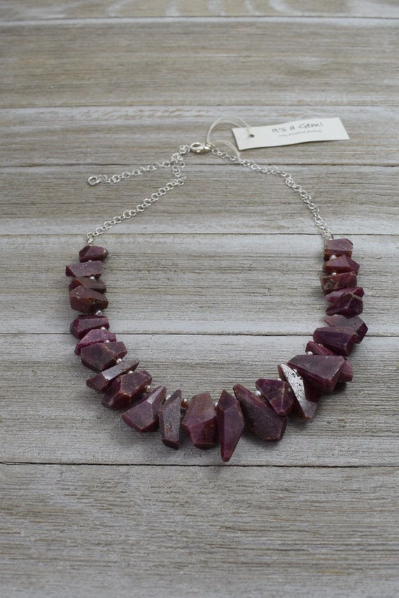 rough cut ruby necklace