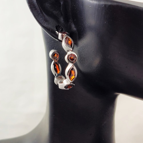 Garnet Earrings - Dark Red shops Garnet - Mixed Shape - Sterling Silver Gemstone Hoop Stud Earrings