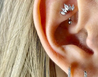 Lotus Rook Piercing, Conch Piercing, Curved Barbell, Cartilage, Helix, Tragus, Eyebrow, Lobe Piercing, 16G Surgical Steel