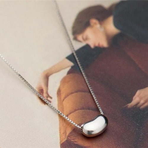 Sterling Silver Bean Charm Necklace Little Bean Necklace Etsy