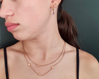 Rose Gold Double Layer Star Necklace